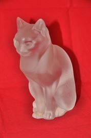 Exquisite Lalique Large Cat Chat Assis

