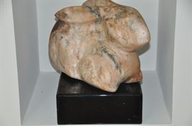 Large Alabaster carved rabbit on pedestal
