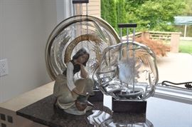 Rare large LLadro matte figurine shown with wonderful art glass!