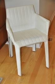 Italian Poltrona Frau white leather side chair with arms from Arkitektura!