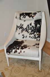 Phenomenal Italian Poltrona Frau side chair with white leather and pony chair!