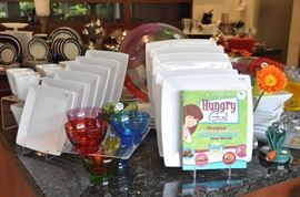 Service for 6, four piece place setting of white dinnerware