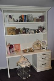 Matching white painted desk with hutch, 64"w x 24"d x 68"h