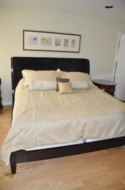 Wonderful King size bed and purple crushed velvet headboard/frame 