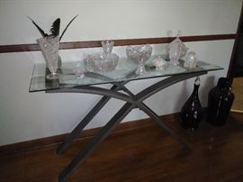 Contemporary glass/metal wall table