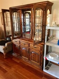 Beautiful oak hutch, lighted