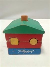 Vintage PLAYSKOOL Wood Block House Puzzle Stacking Toddler Preschool Toy CURRENTLY LISTED ON EBAY UNDER GSLJENN