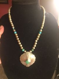 Vintage turquoise sterling necklace  