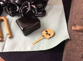 Prison Art Hand Carved Wooden Ball & Chain with Lock