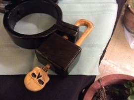 Prison Art Hand Carved Wooden Ball & Chain with Lock