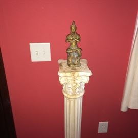 Brass Buddah on Marble Stand 