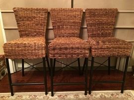 3 Wicker Bar Stools