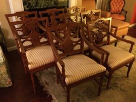 8 Shelby Williams Solid Mahogany Pineapple Back Dining Chairs