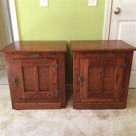 Oak Night stands/End tables White Clad Ice Box hardware