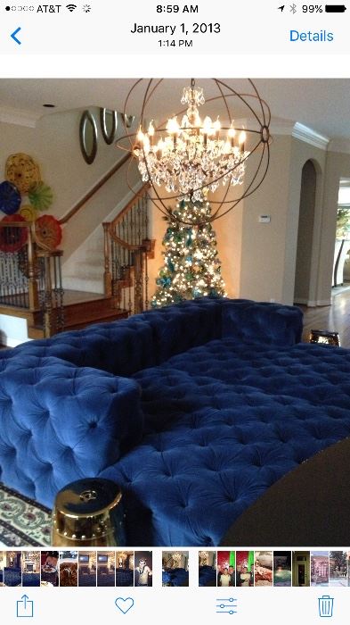 Beautiful Restoration Hardware day beds. Two mirror orientation pieces. RH's finest midnight blue velvet fabric provides you with the ultimate luxury to watch movies, sip champagne and chill out. Over $9000 when purchased.