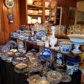 More Blue Willow and other Blue & White plus glassware
