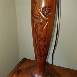 Detail of carved lamp...carved by Muskegon resident, Gustave Luders