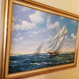 Sailing ship painting, apparently unsigned