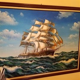 Sailing ship painting by Ambrose