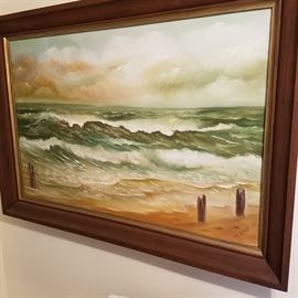 Stormy lake/sea painting signed Seif