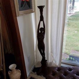 Another carved floor lamp...a bit shorter than the other one, and never fitted with electrical sockets.