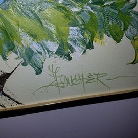 Signature on floral painting