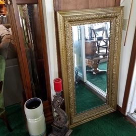 Nice size gilt frame beveled mirror