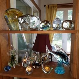 Glass paperweights and sculptures
