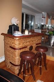 Rattan Bar and Stools with Bartender