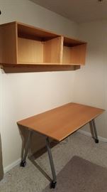 ikea wall shelving & ikea rectangular table
