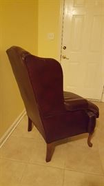 leather wingback chair - amber/brown color