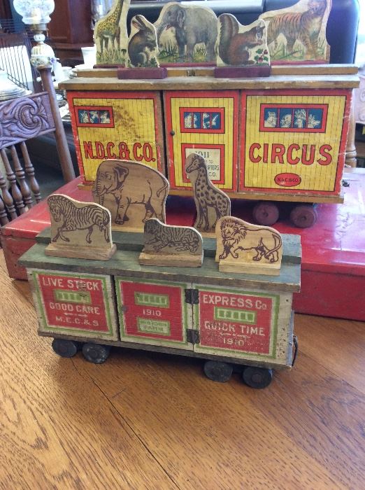 Circus Cars with wood cut out animals