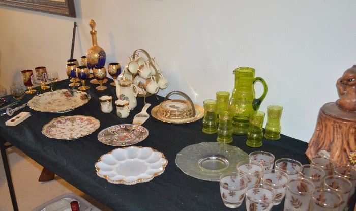 Plates, glasses and cookie jar