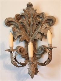 Fleur-de-lis wall sconce with candles, comes as a matched pair