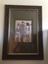 Large framed print, "Among the Crowd"