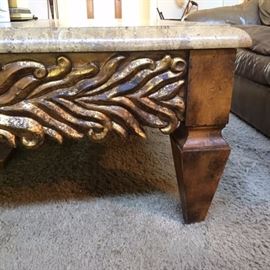 Detail of large square coffee table 
