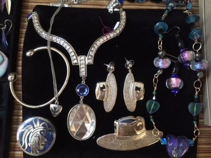 Assortment of silver and costume jewelry