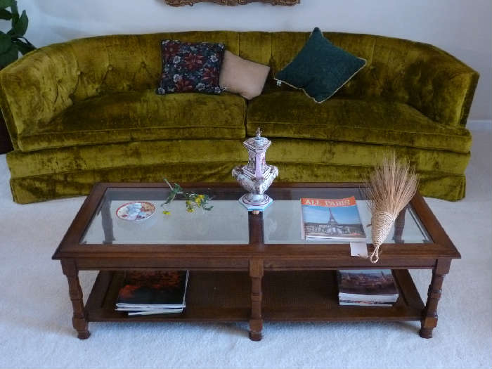 Mid century sofa with coffee table