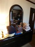 Black lacquer chest and mirror