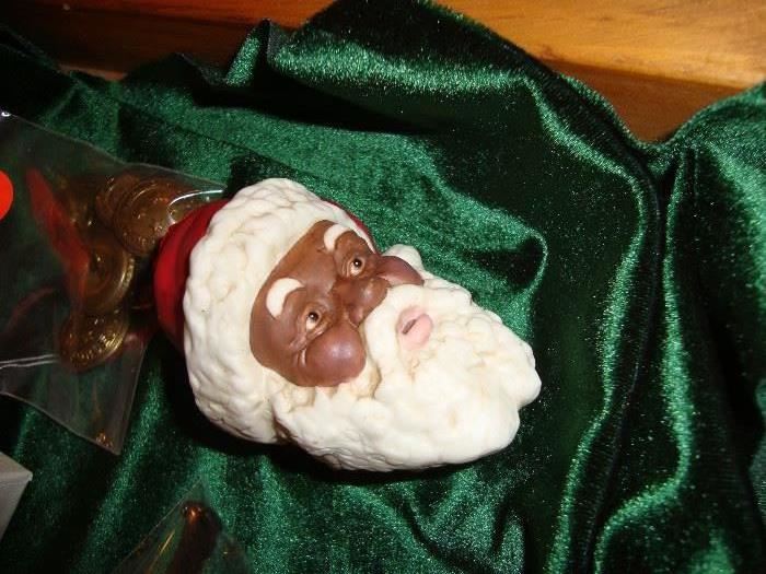 Porcelain black Santa Christmas ornament