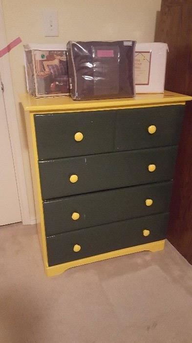 DRESSER: Green and Gold. Child's Dresser