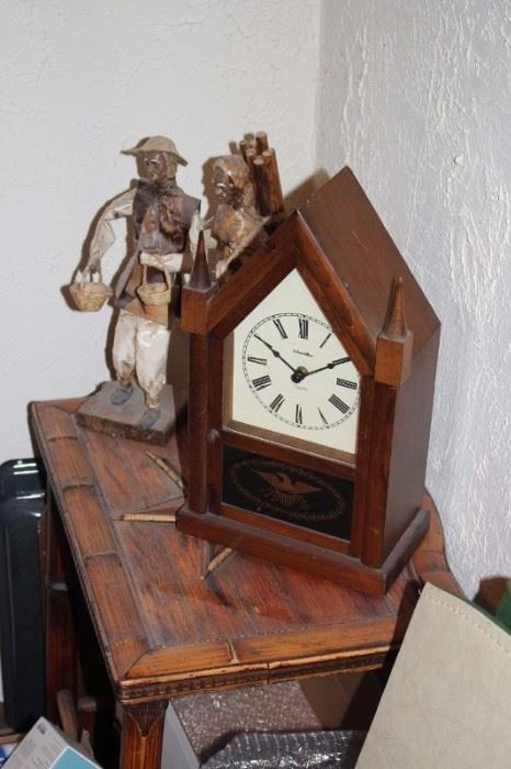 Vintage Clock and Figurines