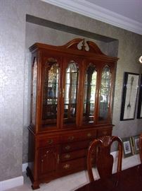The American Craftsman by Stanley Furniture China cabinet and Dining room table with 6 chairs and leaves