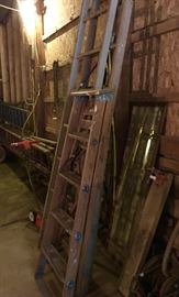Wooden ladders, electric lawnmowers, vice grips, sanding tools, 4 step platform ladder