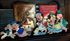 Music books, sheet music for string quartets, piano music, vinyl records, Nursery rhyme images for wall art, 5 Little Pigs, Mary Had a Little Lamp, Cowboy and Cowgirl