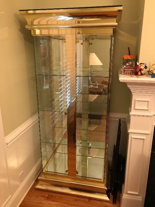 Polished Brass & Glass Curio Cabinet - 1 of 2