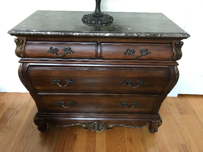 Decorative Wood Marble Top Four-Drawer Dresser