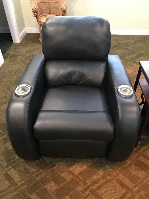 Dark Brown Leather Theater Style Motorized Recliner - 1 of 2