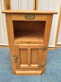 Vintage Oak White Clad Ice Box End Table Night Stand Antique Style Furniture Living Room Kitchen - Exact One Selling On Ebay Used $300 - Needs Cleaning On Top!
