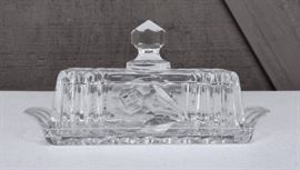 Vintage Cut Crystal Glass Butter Dish With Lid - Excellent Condition!
